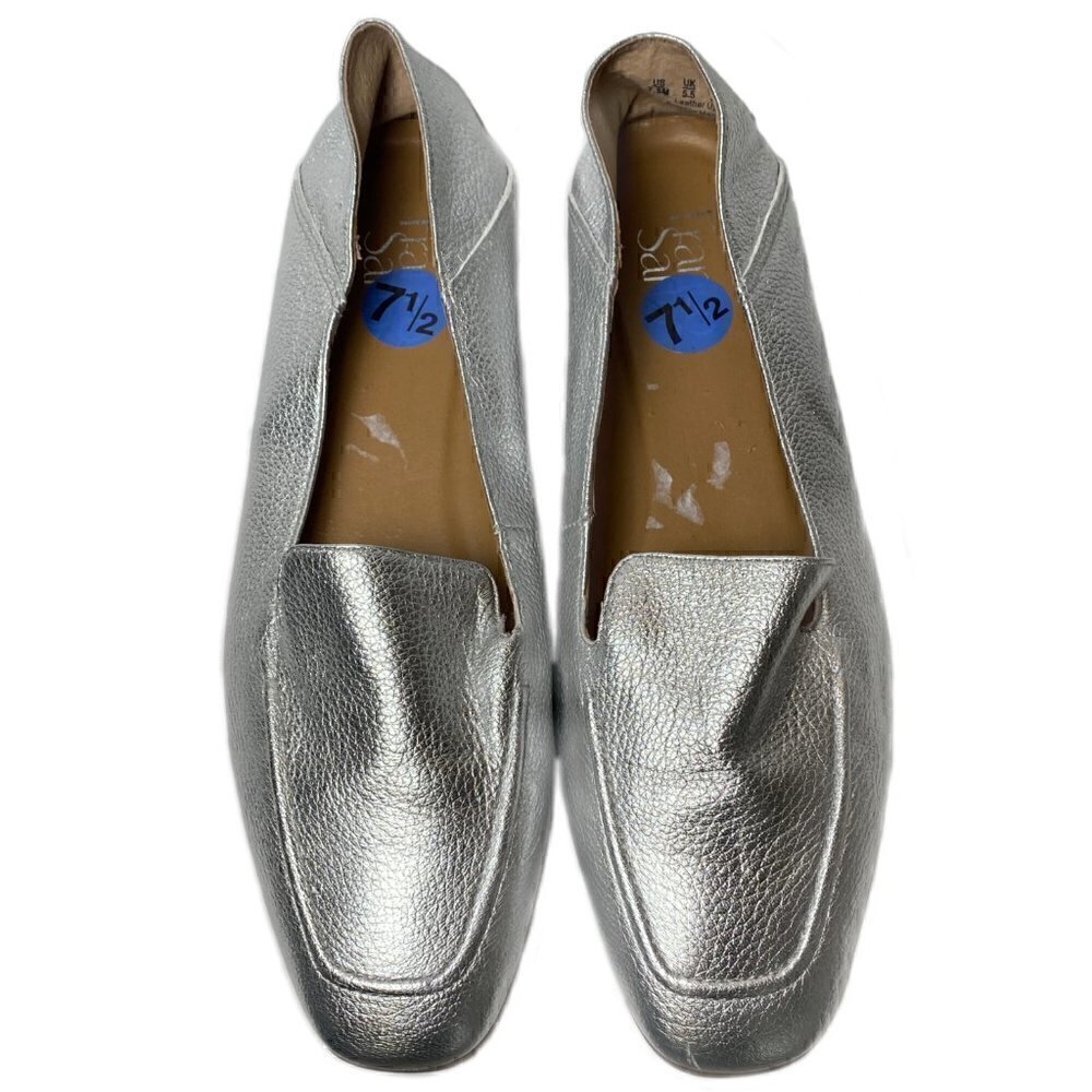 Franco Sarto Silver L-Gracie Slip-On Loafers - EUC